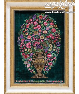 HAND MADE TABLEAU CARPET flowers DESIGN QOm,IRAN TableauRug